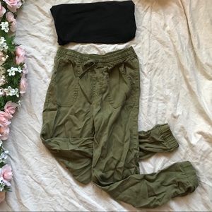 high waisted green pants